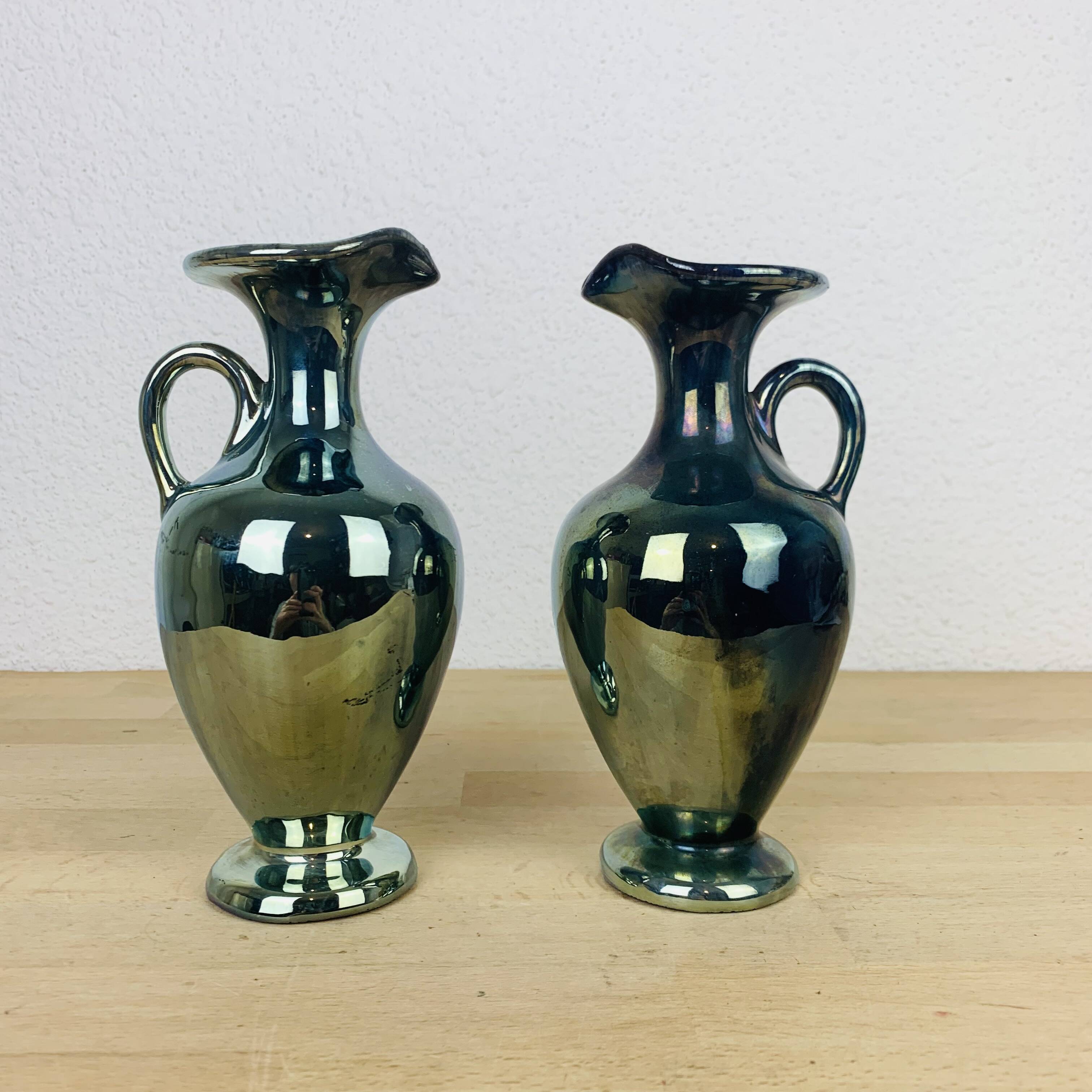 Pair of flamed sandstone vases Cytere Rambervillers