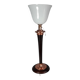 Antique large Mazda Art Deco lamp: opaline glass, wood & copper, 77 cm S802