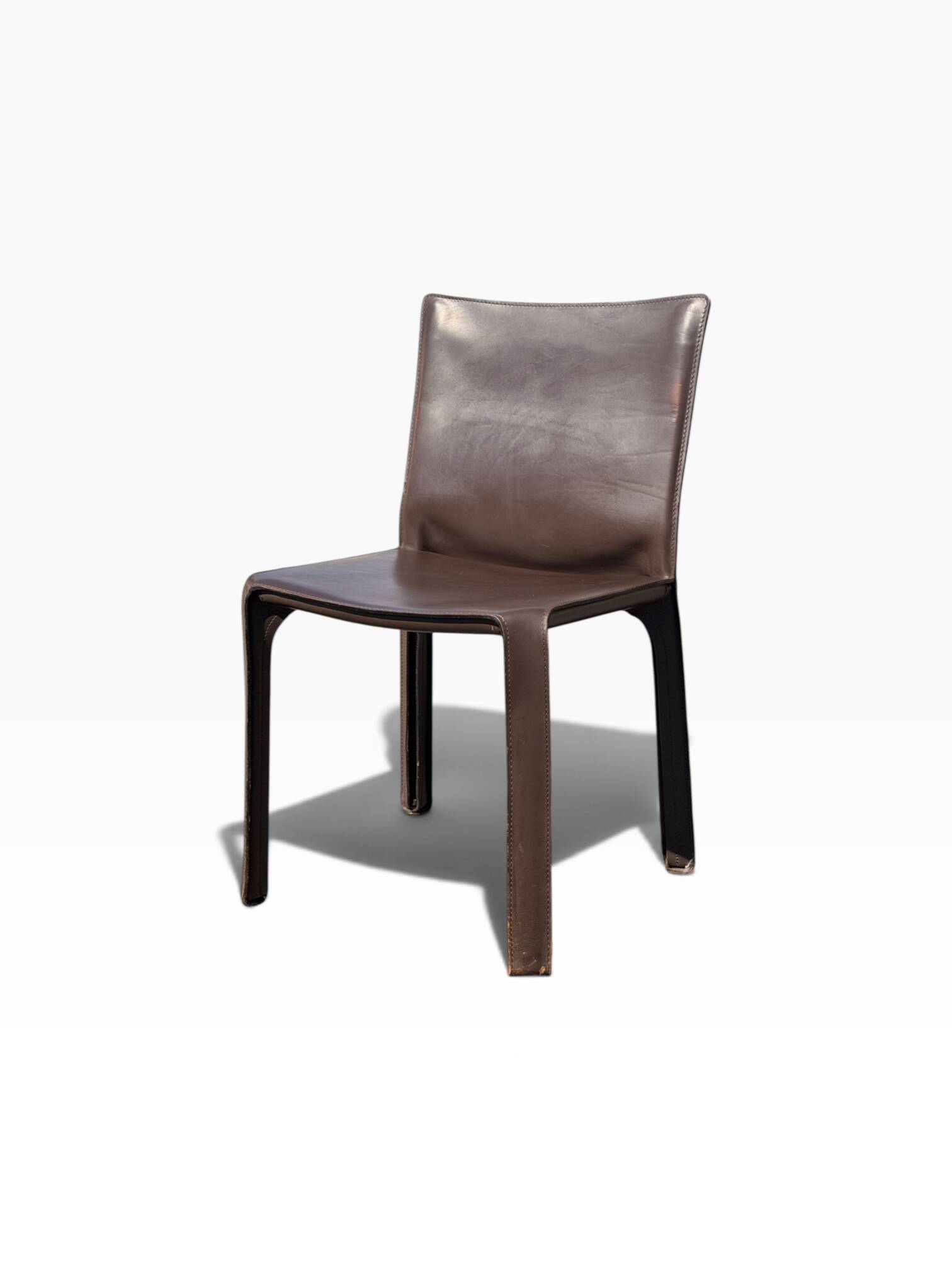 CAB 412 chair by Mario Bellini, Cassina, vintage brown saddle leather.