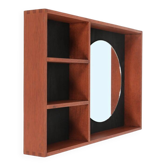 Étagère murale du milieu du siècle avec miroir / années 1960 / 1970 / design danois moderne / noir