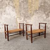 Pair of benches - Straw cantous