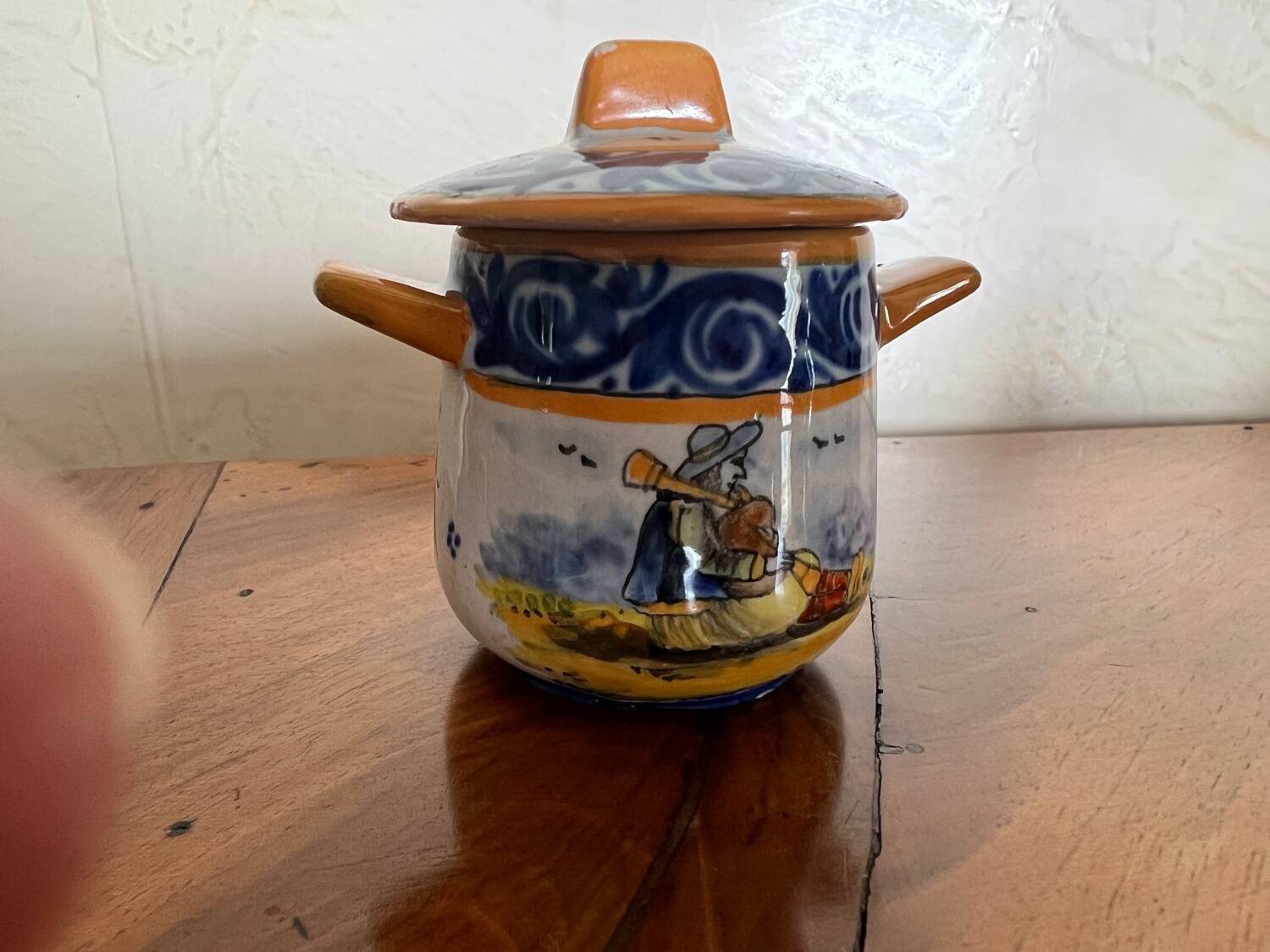 Set of tray and six cream pots HB Quimper