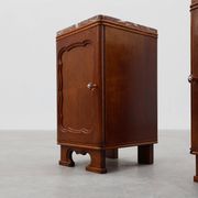Pair of Art Deco nightstands in oak with marble top, France ca. 1925