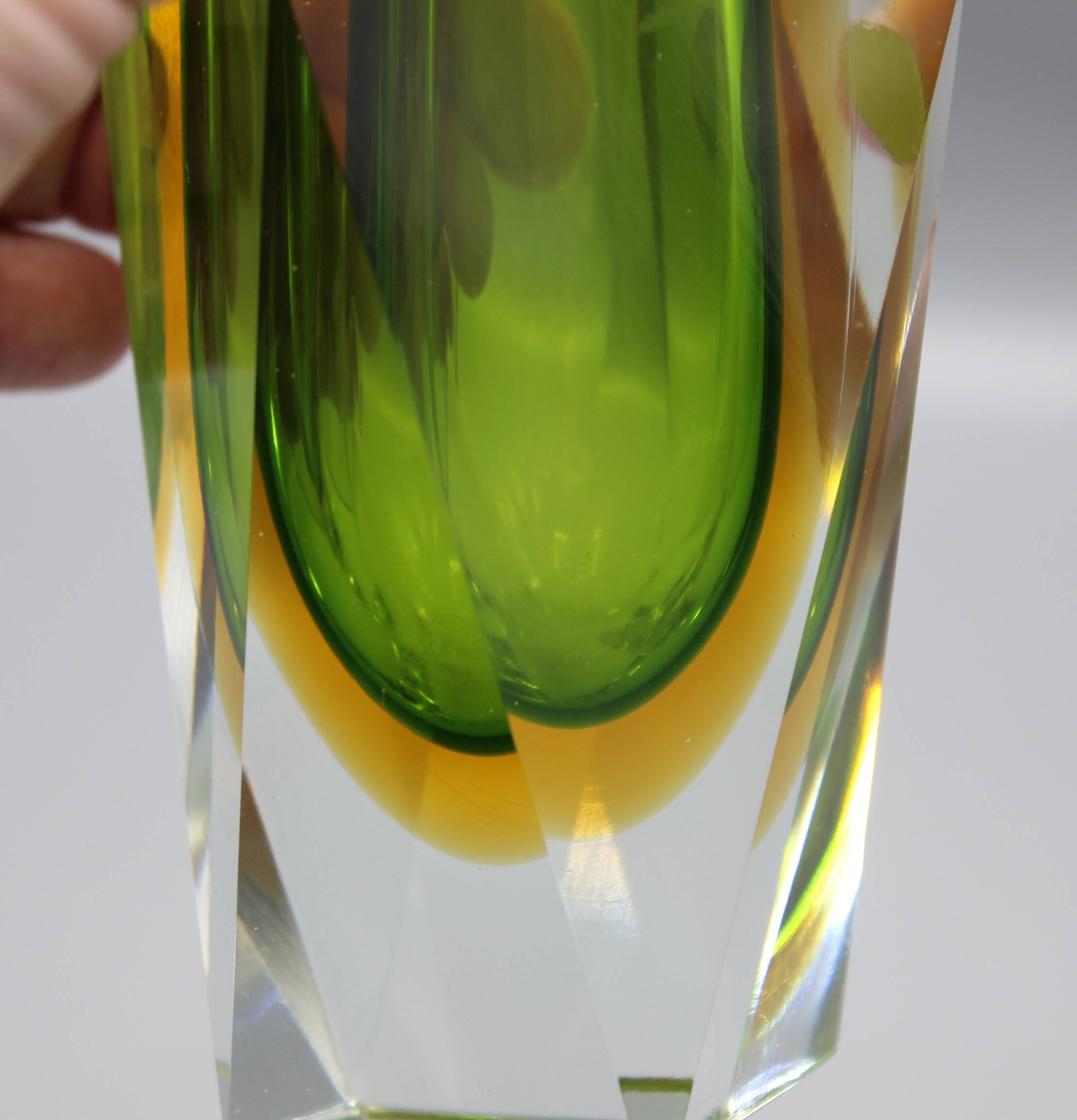 Vintage sommerso vase murano glass flavio polished seguso italy 1970