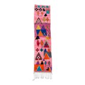 Moroccan Berber rug Boujaad pink corridor with colorful patterns 328x75cm