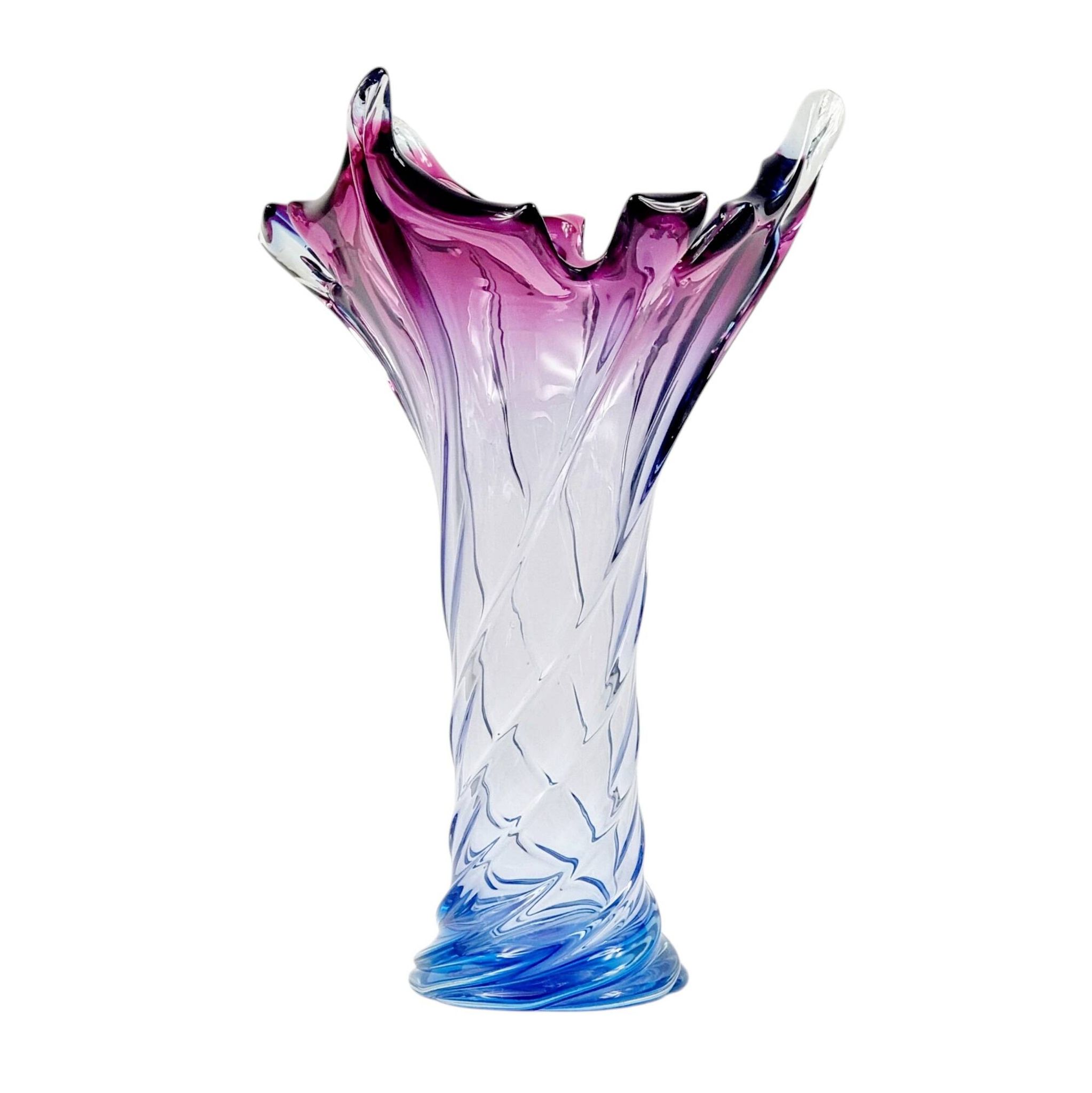Very Large Mid-Century Murano Glass Twisted Vase from Fratelli Toso, Italy