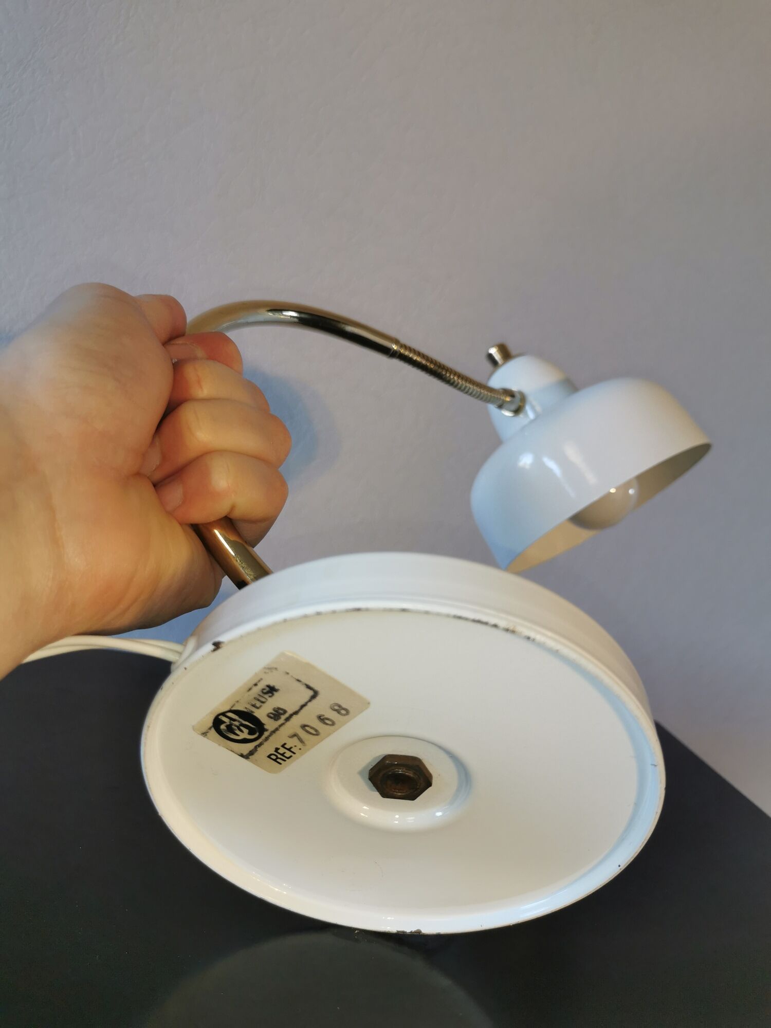 Curved lamp, brass and lacquered steel, 1960, France