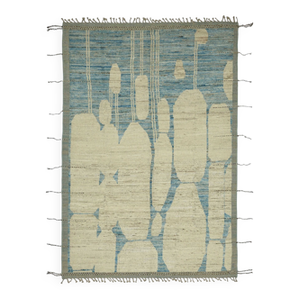 Hand-Knotted Turkish Contemporary 212 cm x 311 cm Blue Wool Carpet