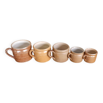 Confit pot. set of five . antique confit pots. confit jars. stoneware crock pots.