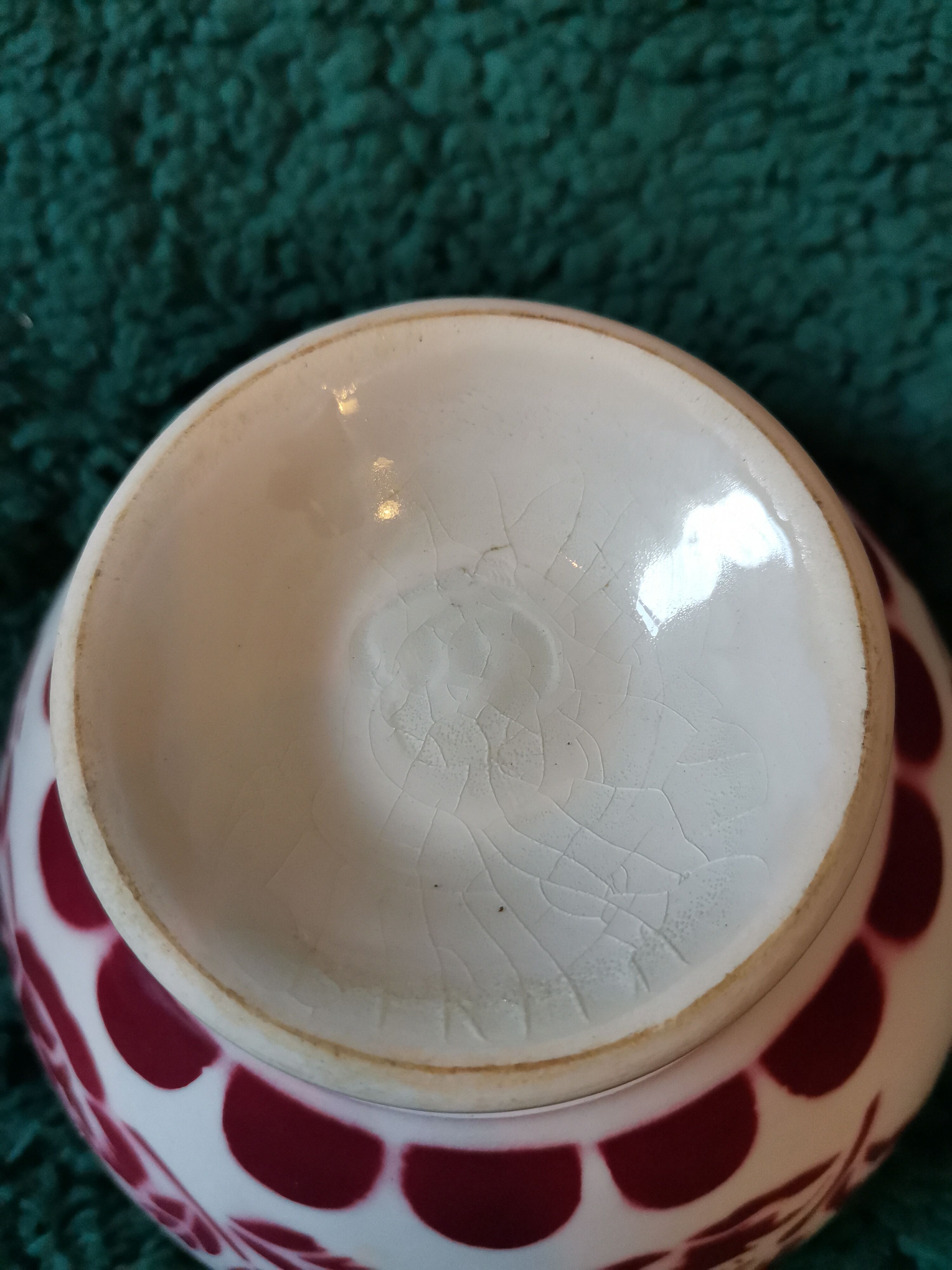 Old bowl Digoin pink red large 01