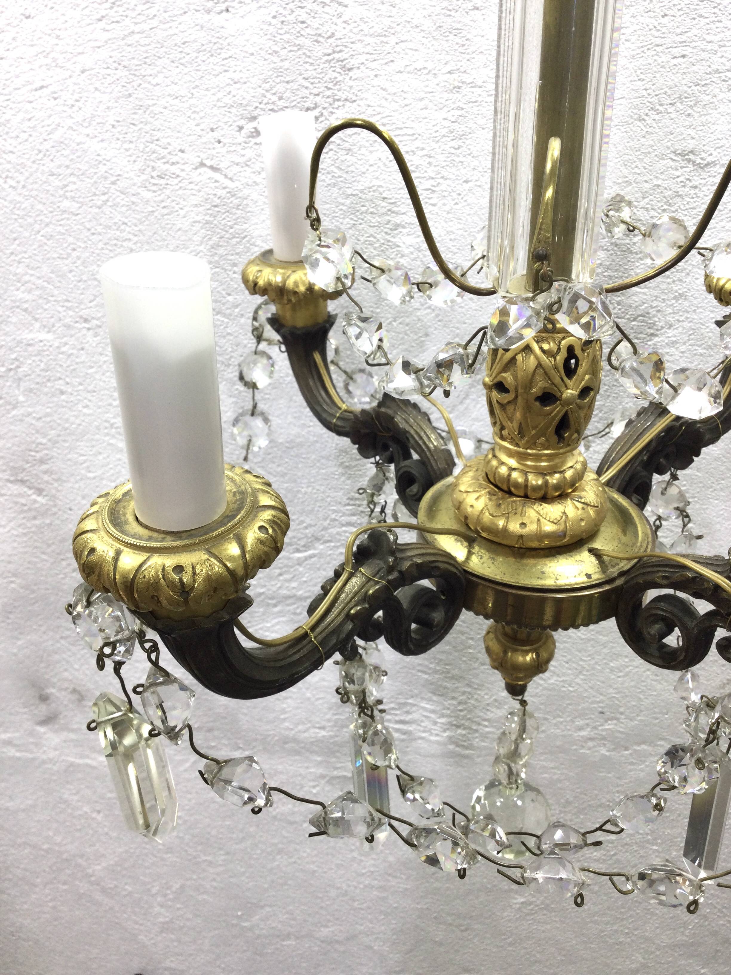 4-light bronze Napoleon III chandelier