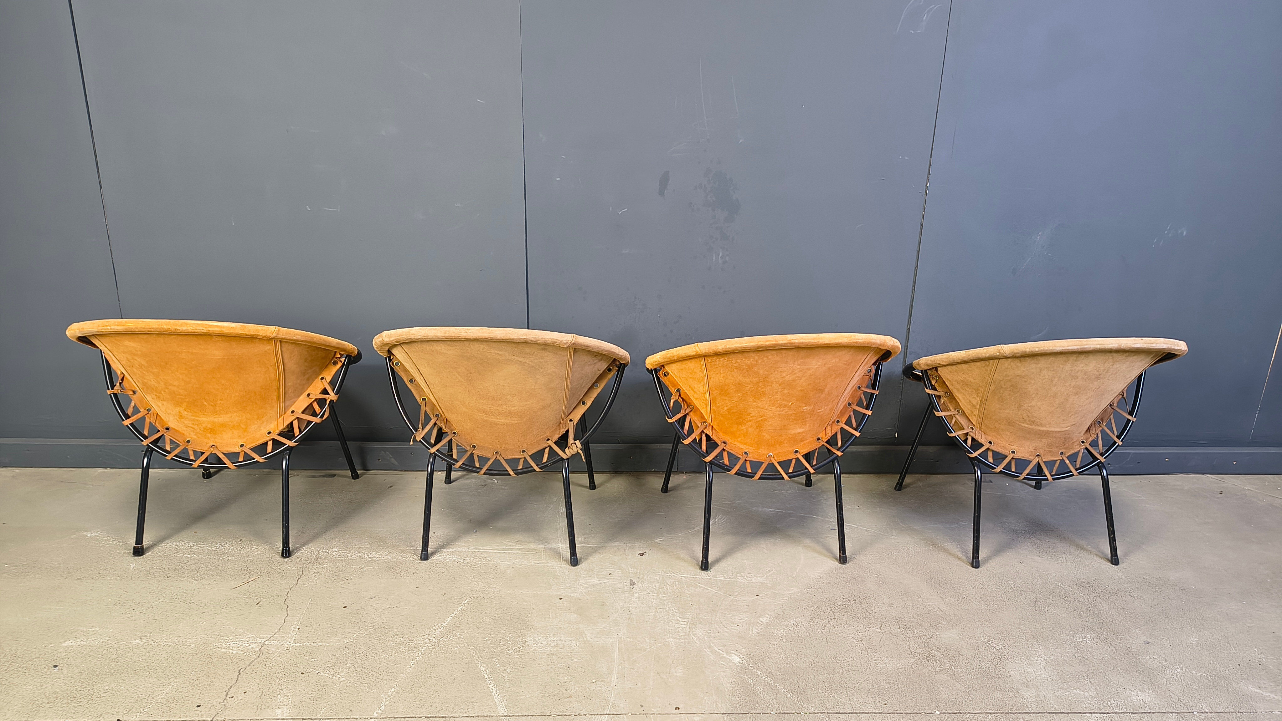 Vintage balloon chairs by Lusch & Co, 1960s - set of 4
