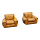 Ensemble de deux chaises longues en cuir cognac italien