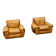 Ensemble de deux chaises longues en cuir cognac italien