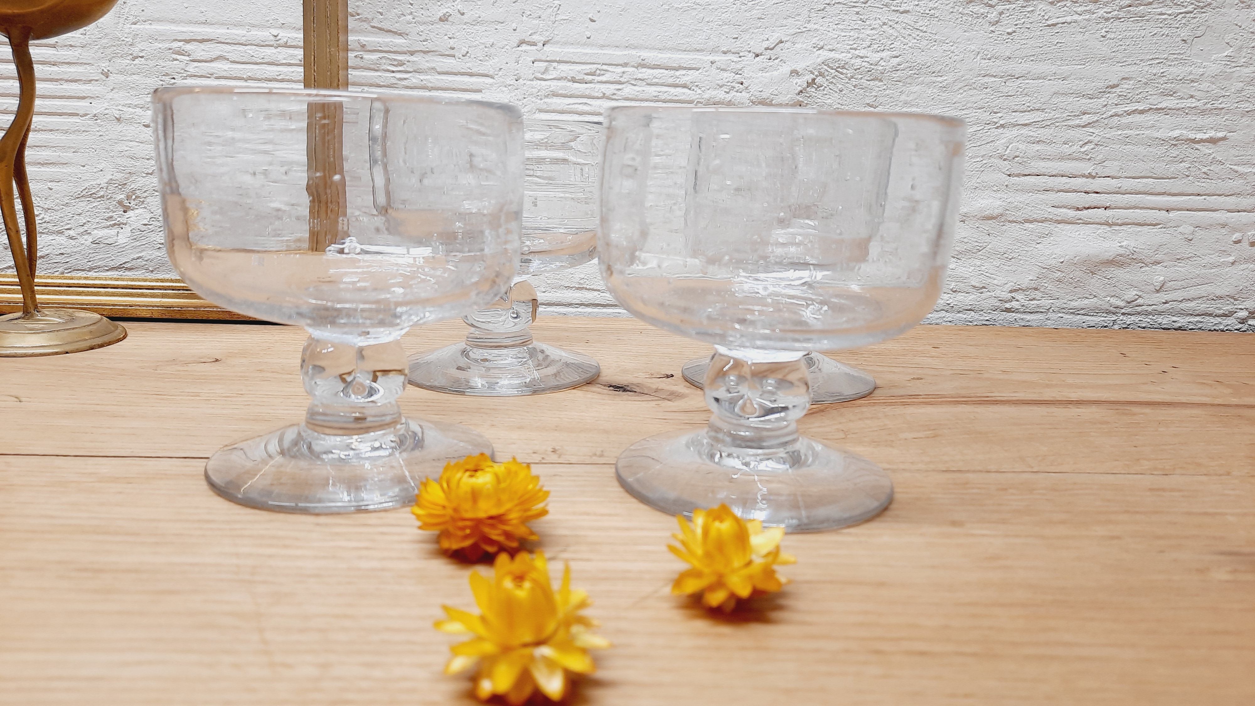 Set 4 coupes  verre bullé
