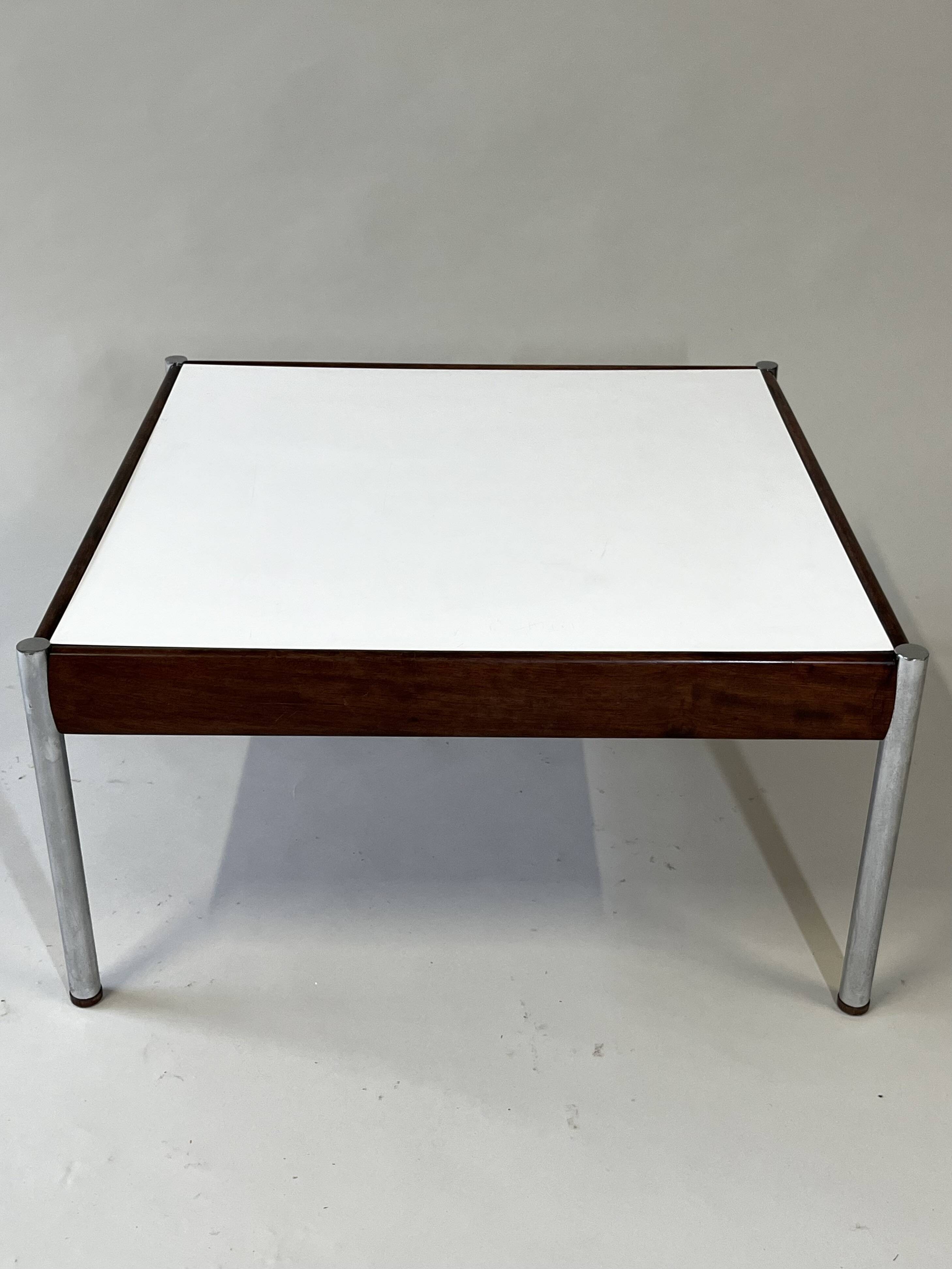 Scandinavian Coffee Table in Teak, Chrome and White Laminate, 1960s