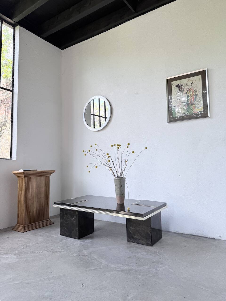 "Rizzo" lacquered and brass coffee-bar table from the 1970s.
