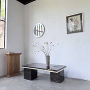 "Rizzo" lacquered and brass coffee-bar table from the 1970s.