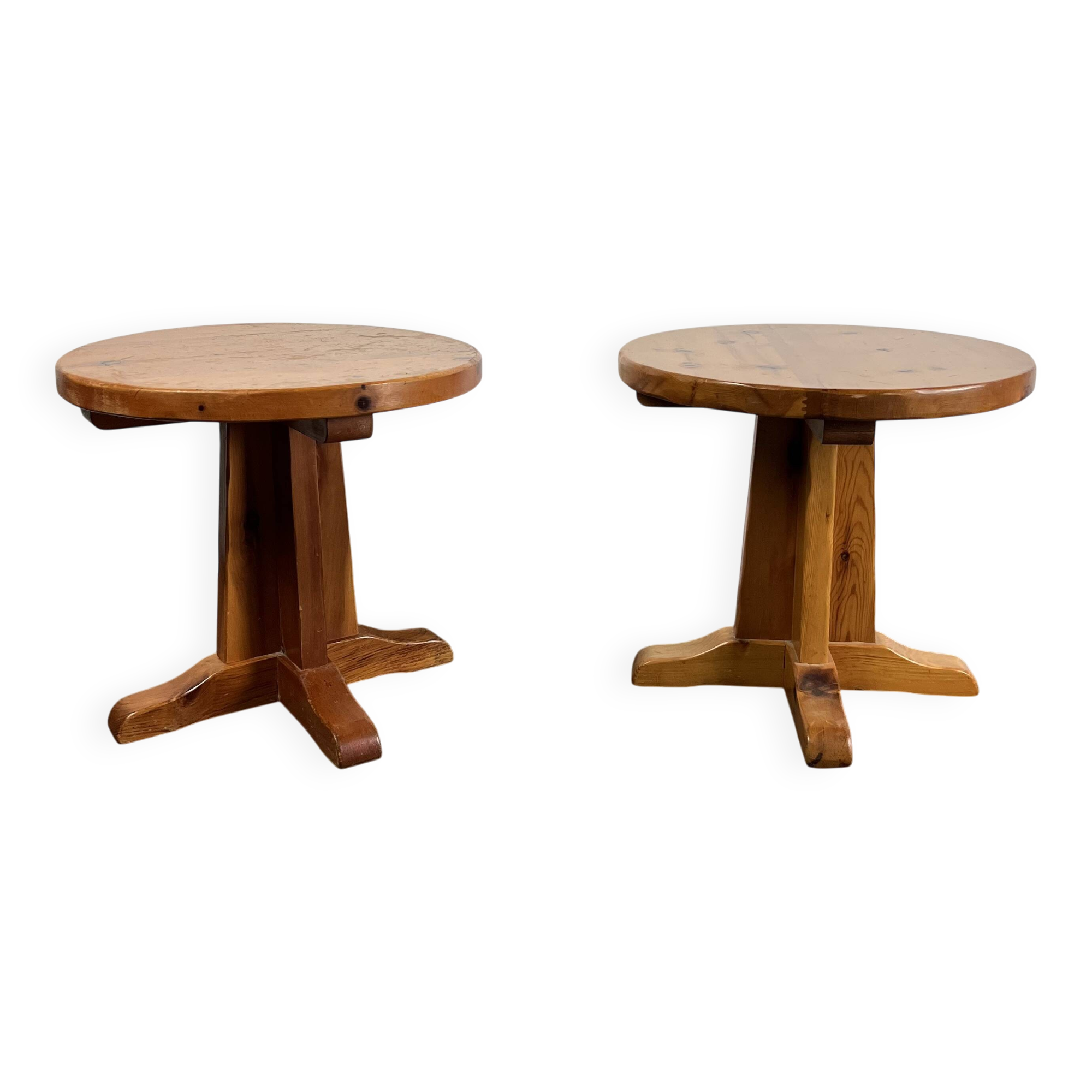Pair of antique round coffee tables