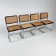 Set of 4 Tubular Frame and Cane Cantilever dining chairs, Italy, 1970s