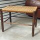 Mid Century wooden stool with a woven sisal seat
