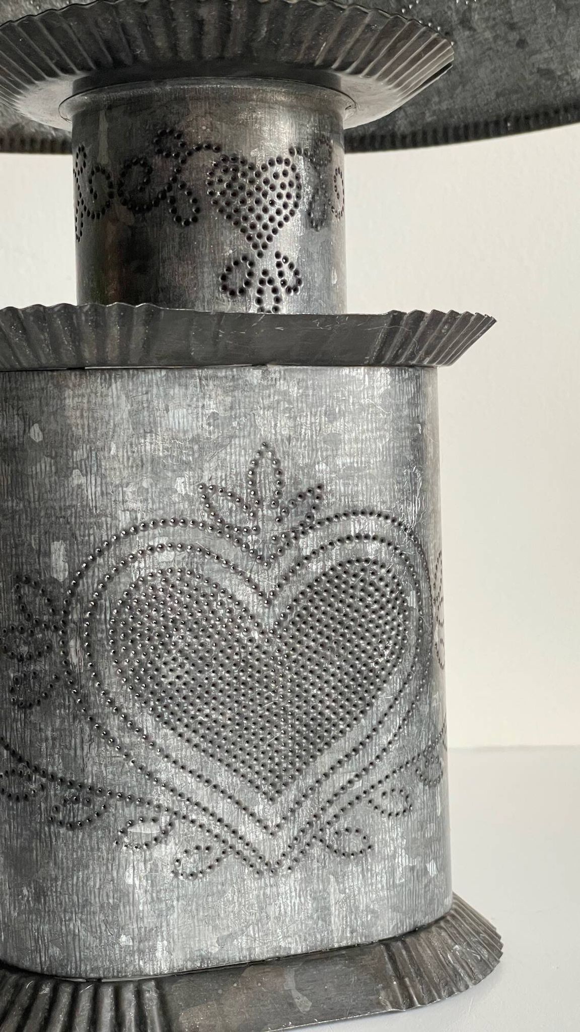 LAMPE Coeur ZINC Vintage