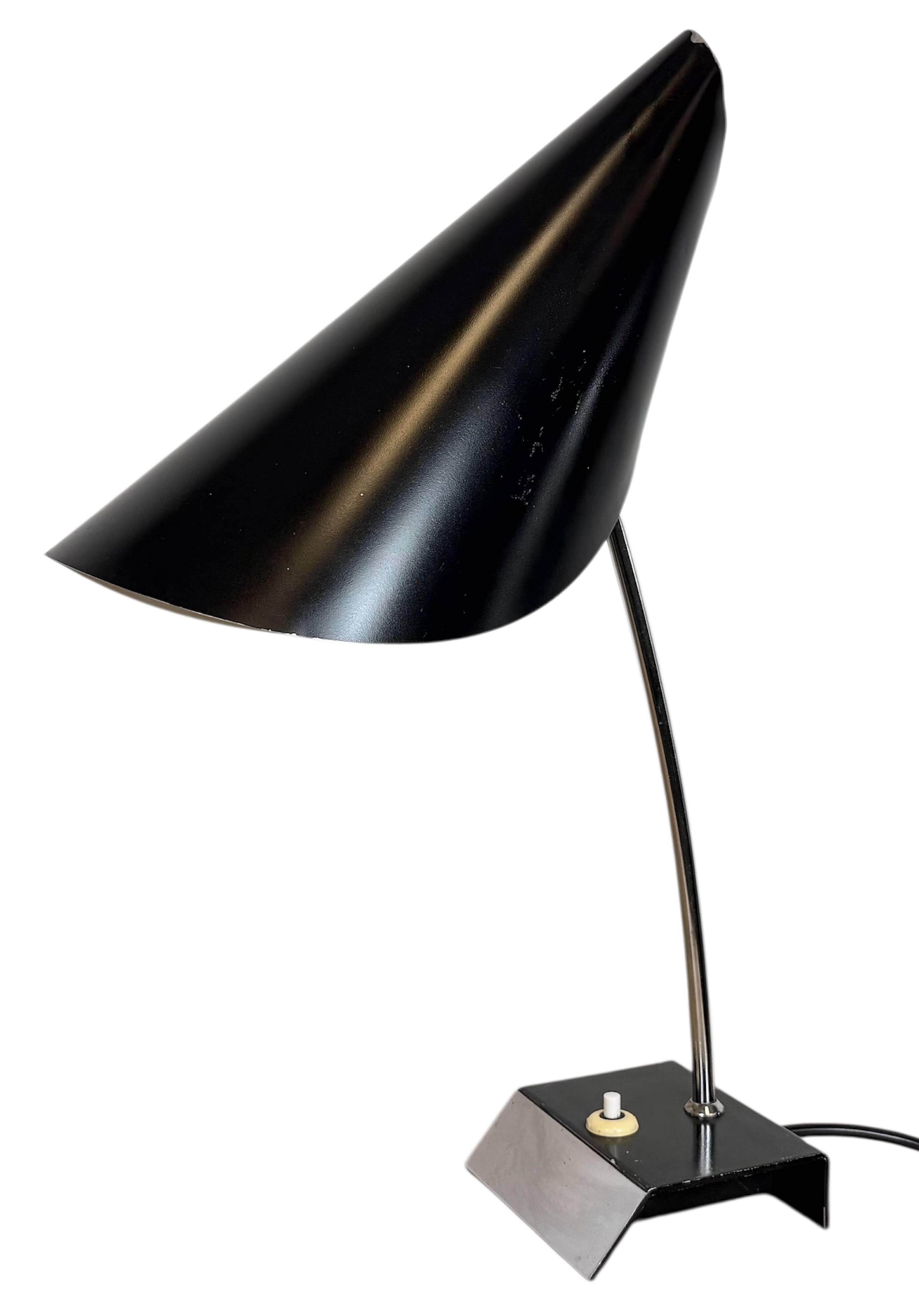 Vintage Black Table Lamp by Josef Hůrka for Napako, 1960s