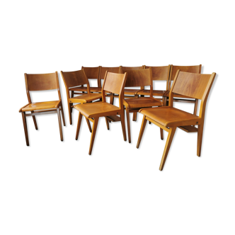 Set of 10 vintage theater chairs compass feet