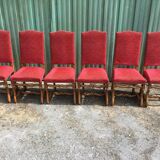 Vintage Louis XIII style chairs sheep bones in beech and velvet.