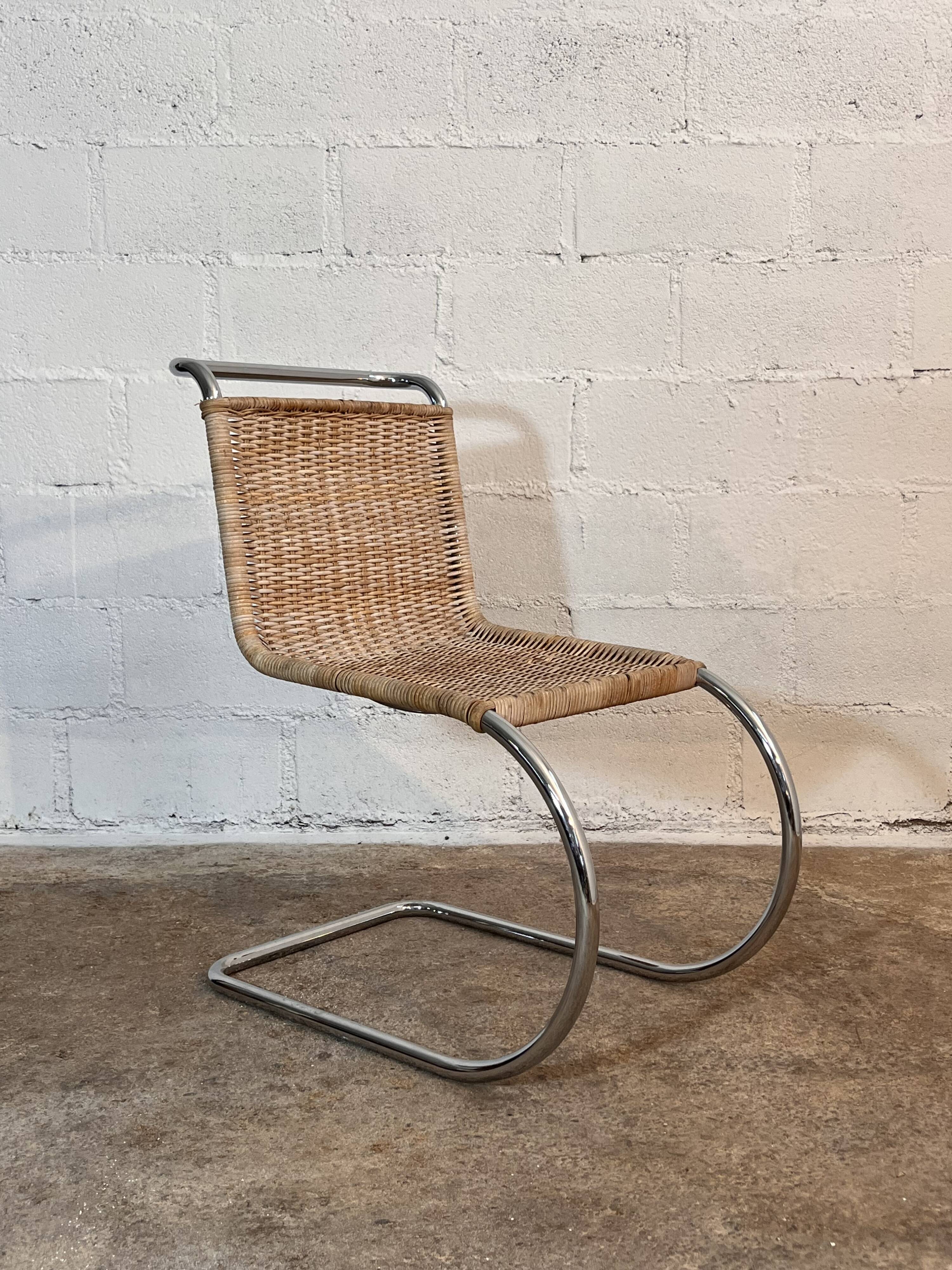 Set of 4 mr10 rattan chairs by mies van der rohe