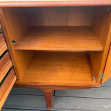 Low teak buffet enfilade, vintage Scandinavian style.