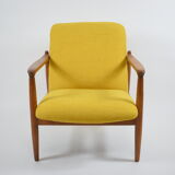 Original restored armchair, designer E.Homma, 1960s, yellow