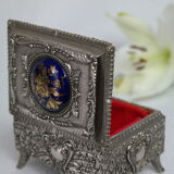 Vintage Silver Metal Jewelry Box Japan