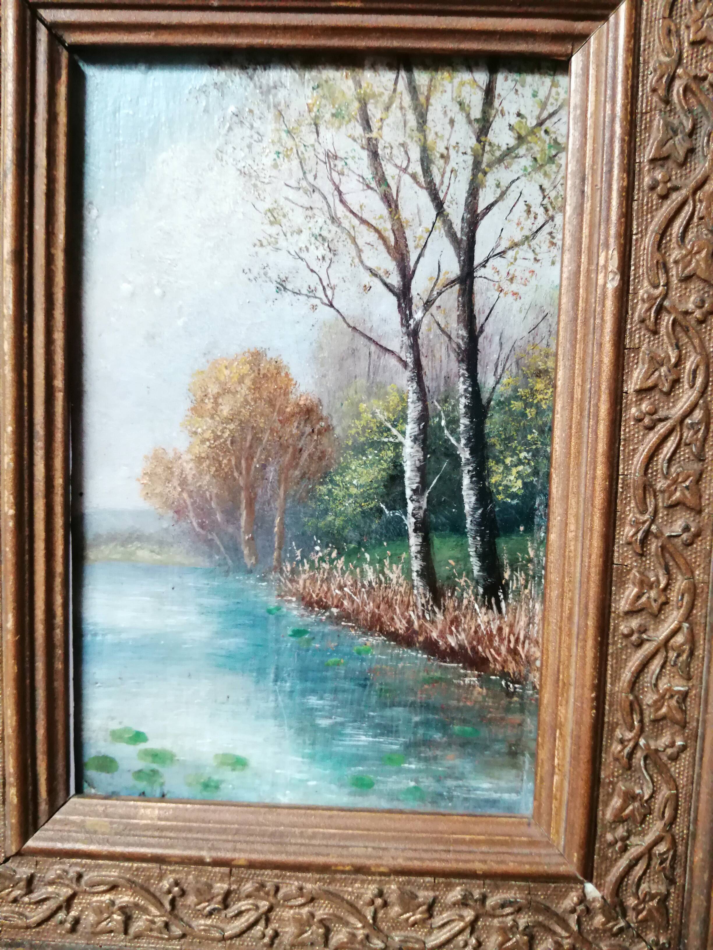 OIL PAINTING ON WOOD "water's edge"