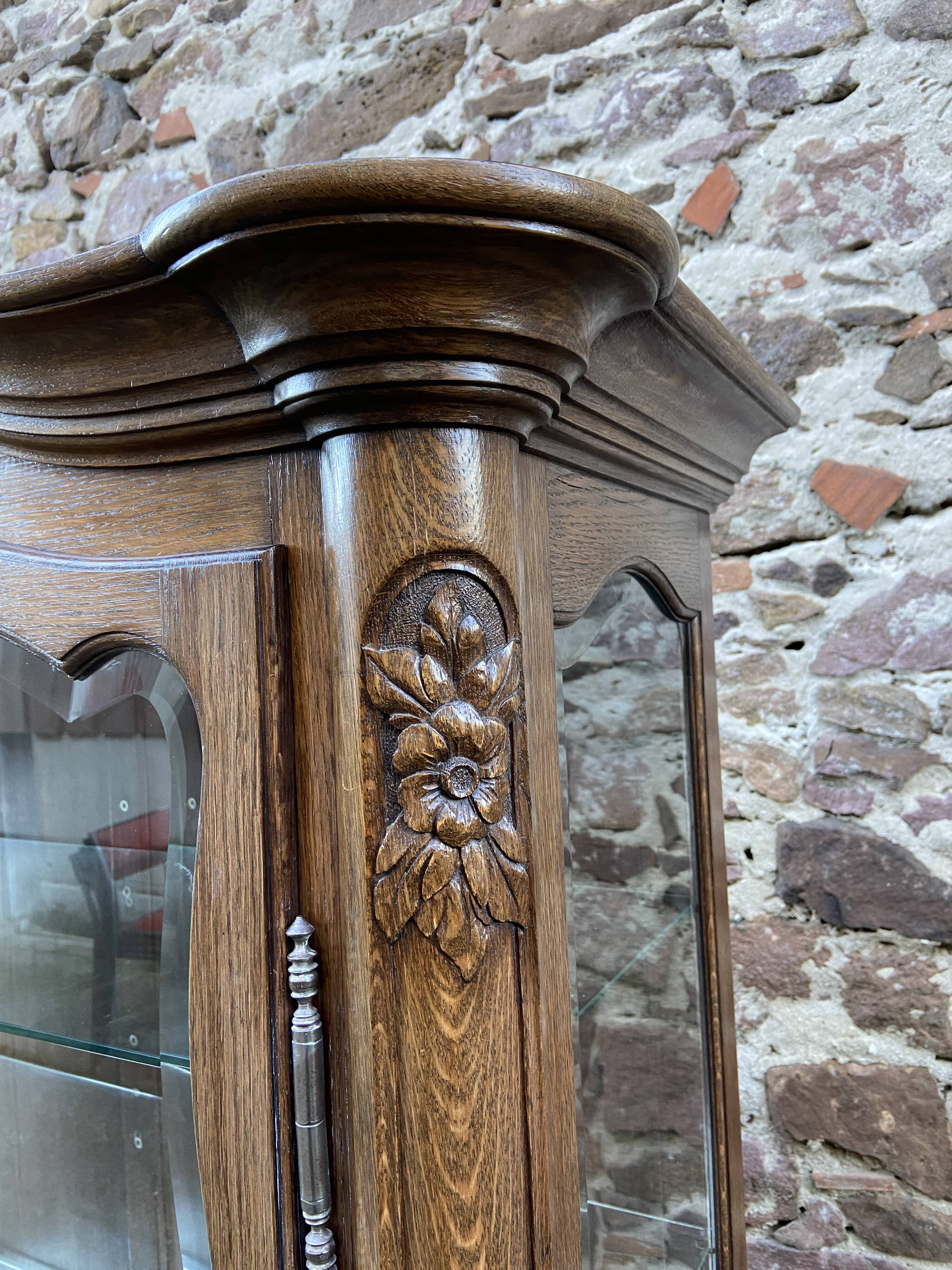 Display Cabinet Silver Cabinet Bookcase Provence Rocaille Louis XV Carved Oak 1960