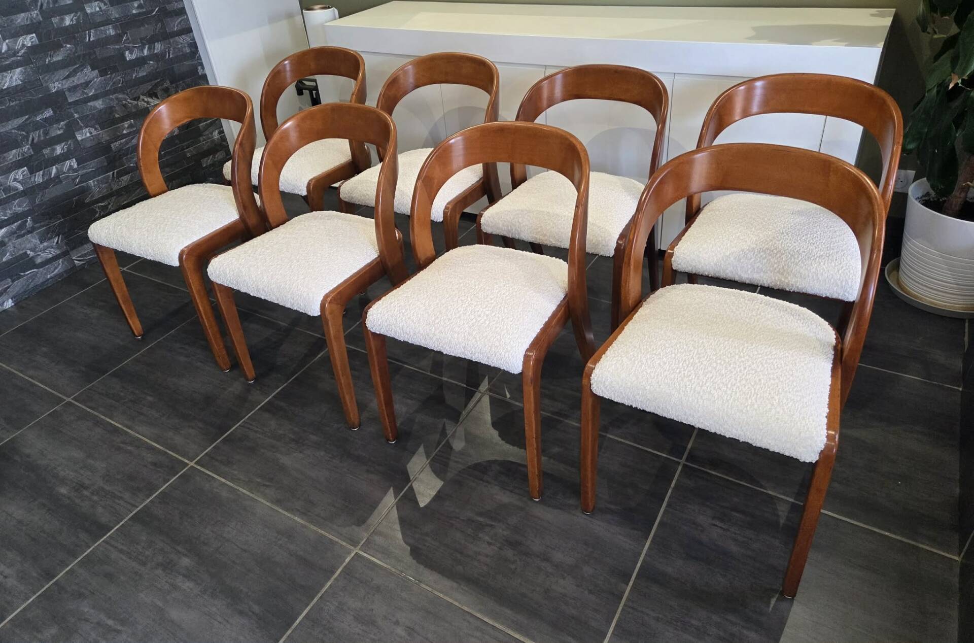 Set of 8 vintage Baumann Gondole chairs, 1960s.