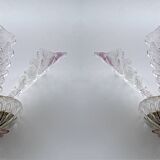Pair of Classic Italian Murano Glass Leafs Wall Sconces, 1960s
