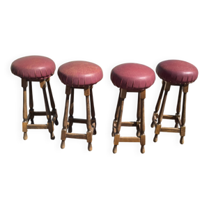 Lot 4 tabourets - cuir