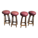 Lot de 4 tabourets de bar cuir et bois