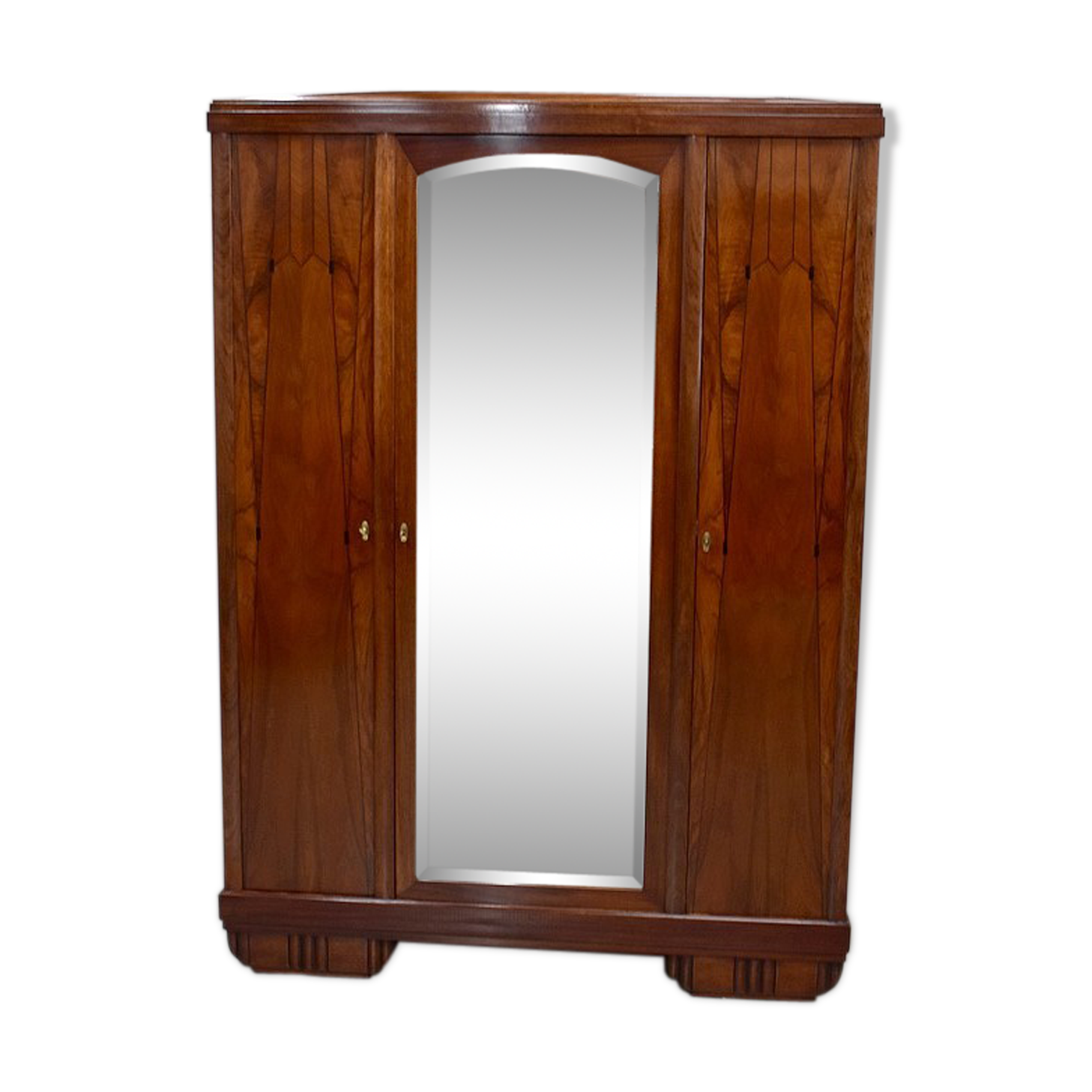Wardrobe, walnut and mahogany, art deco - 1930 / 1940