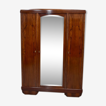 Wardrobe, walnut and mahogany, art deco - 1930 / 1940