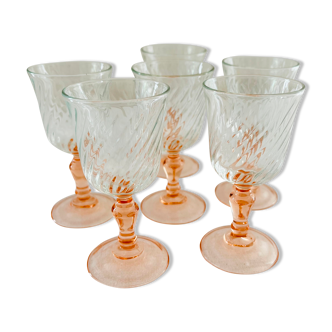 Set of 6 luminarc pink wine glass