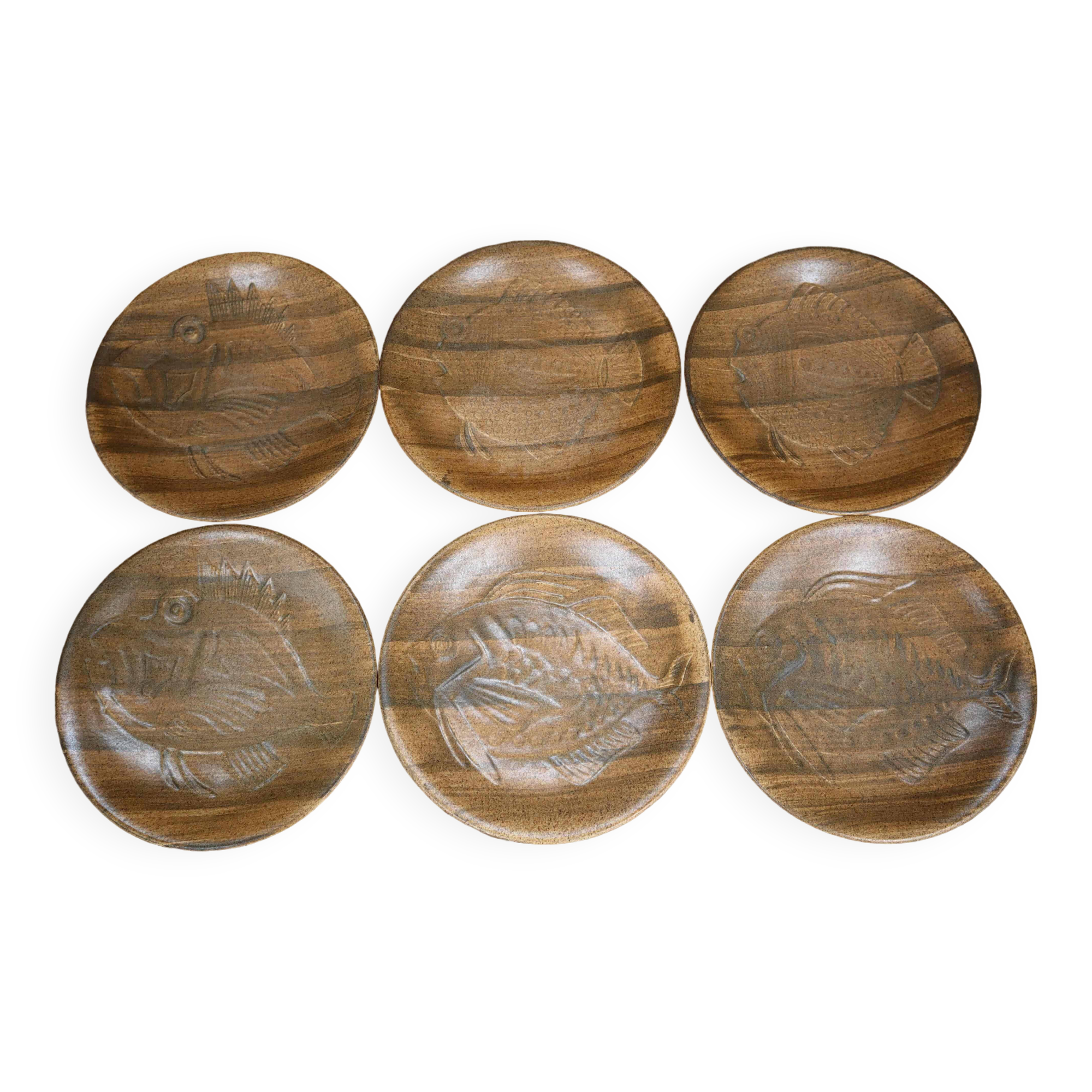 Six vintage ceramic fish plates Chantilly