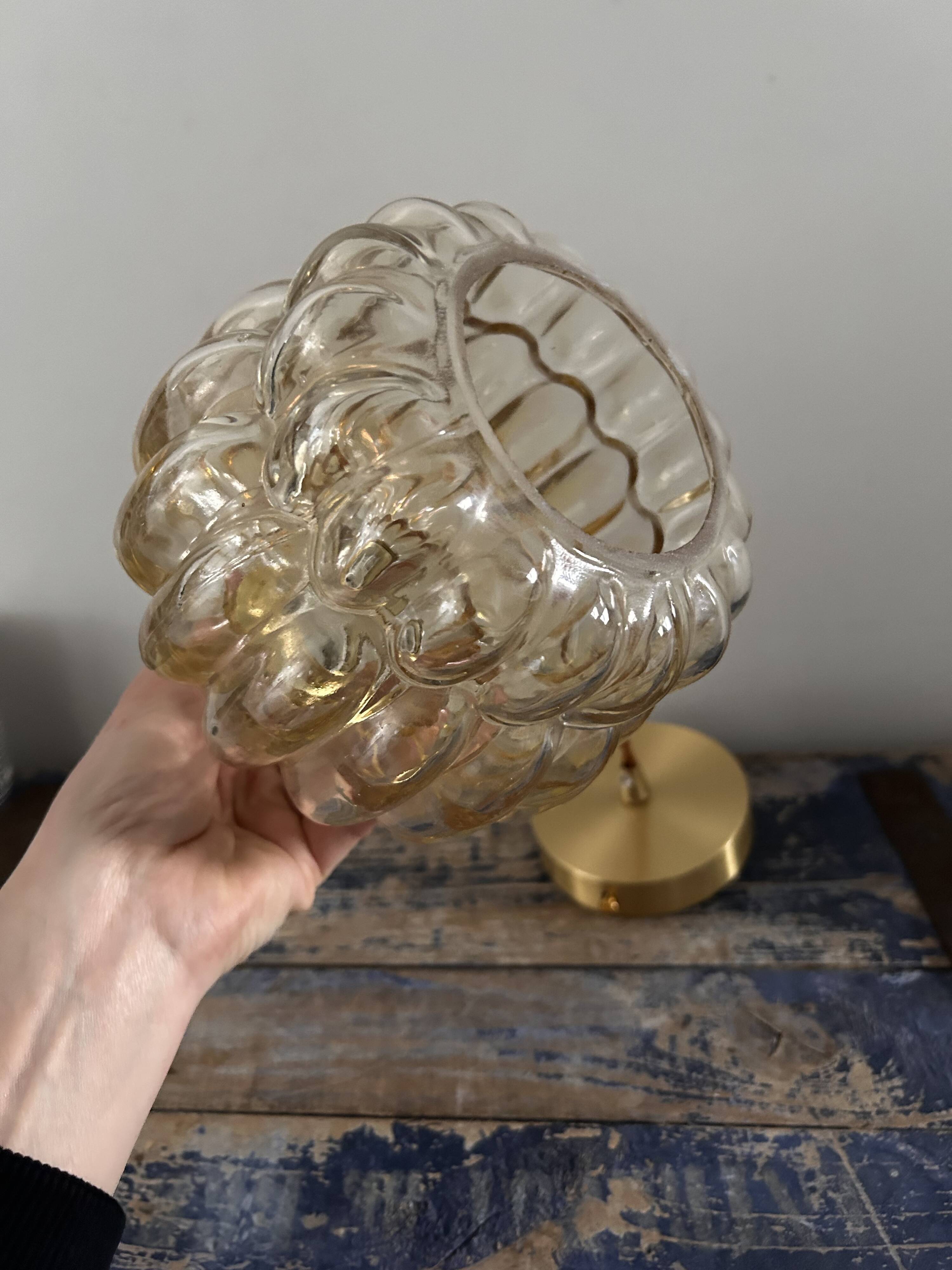 Vintage amber glass pendant light