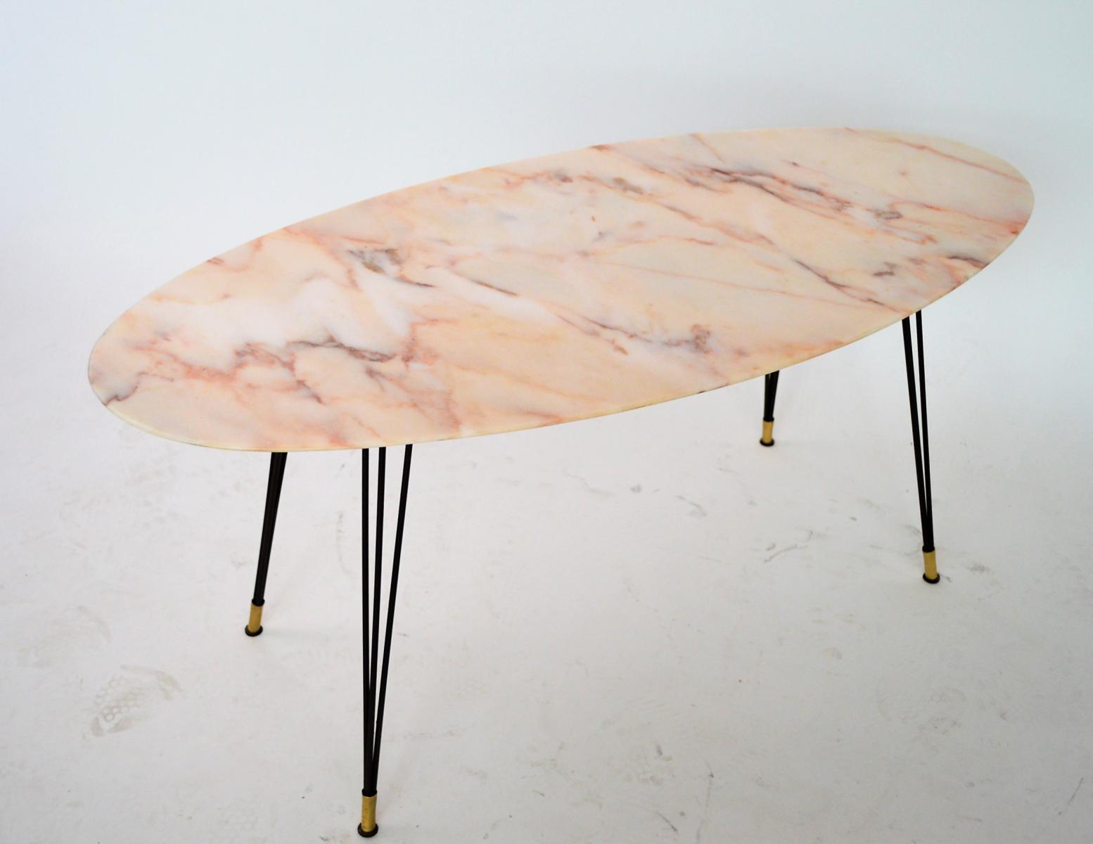 Italy 1950 s oval marble coffee table