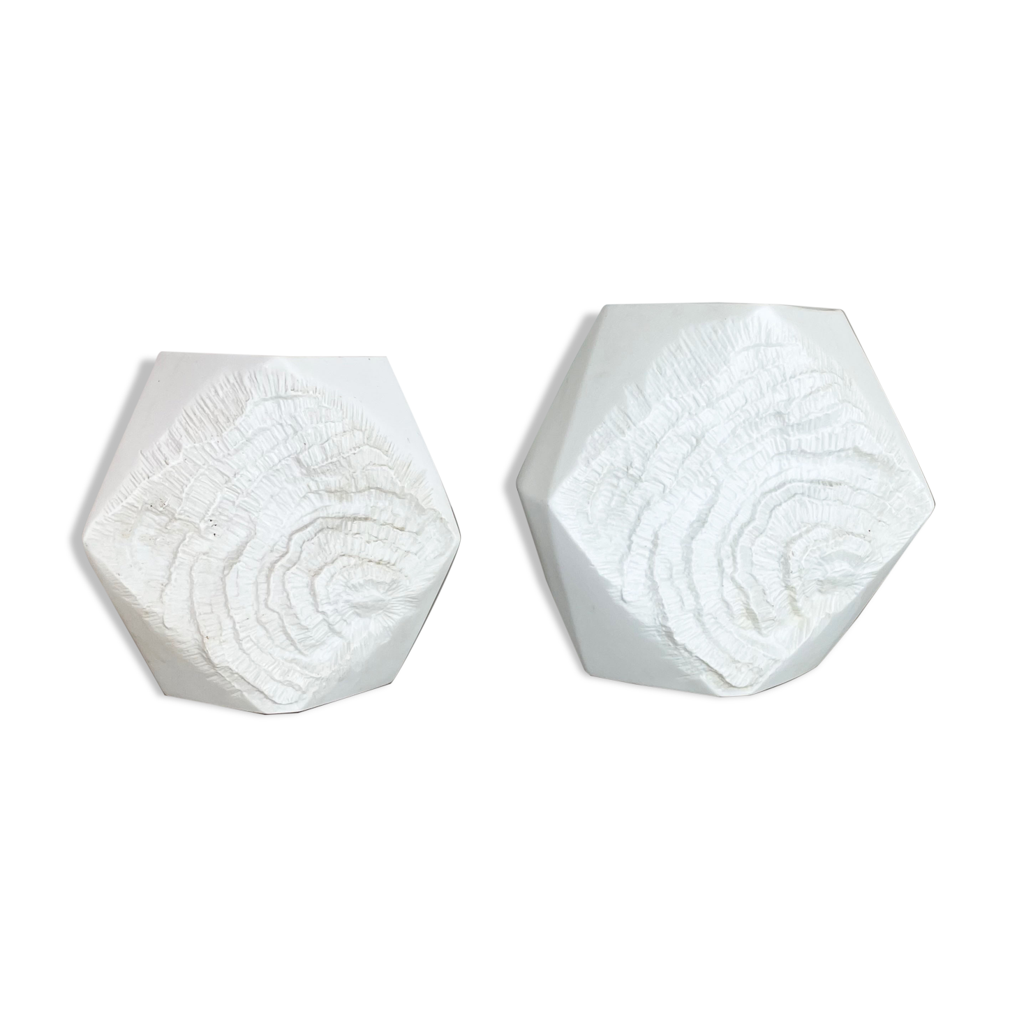 Set of 2 Original OP Art Biscuit Porcelain Vases by AK Kaiser, Germany, 1970s