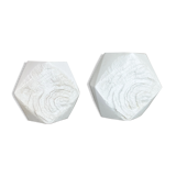 Set of 2 Original OP Art Biscuit Porcelain Vases by AK Kaiser, Germany, 1970s