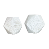 Set of 2 Original OP Art Biscuit Porcelain Vases by AK Kaiser, Germany, 1970s