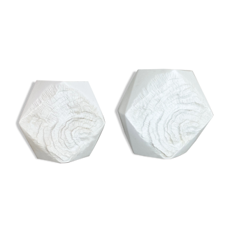 Set of 2 Original OP Art Biscuit Porcelain Vases by AK Kaiser, Germany, 1970s