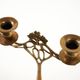 Art Nouveau brass candlestick with floral ornamentation, two arms, European